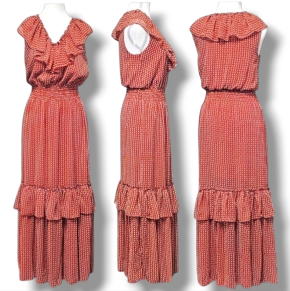 MAX STUDIO | TIRED RUFFLE SLEEVLESS DRESS - Picture 1 of 16